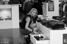 Queen Street Auckland city, black and white photo by Mike Wheelton